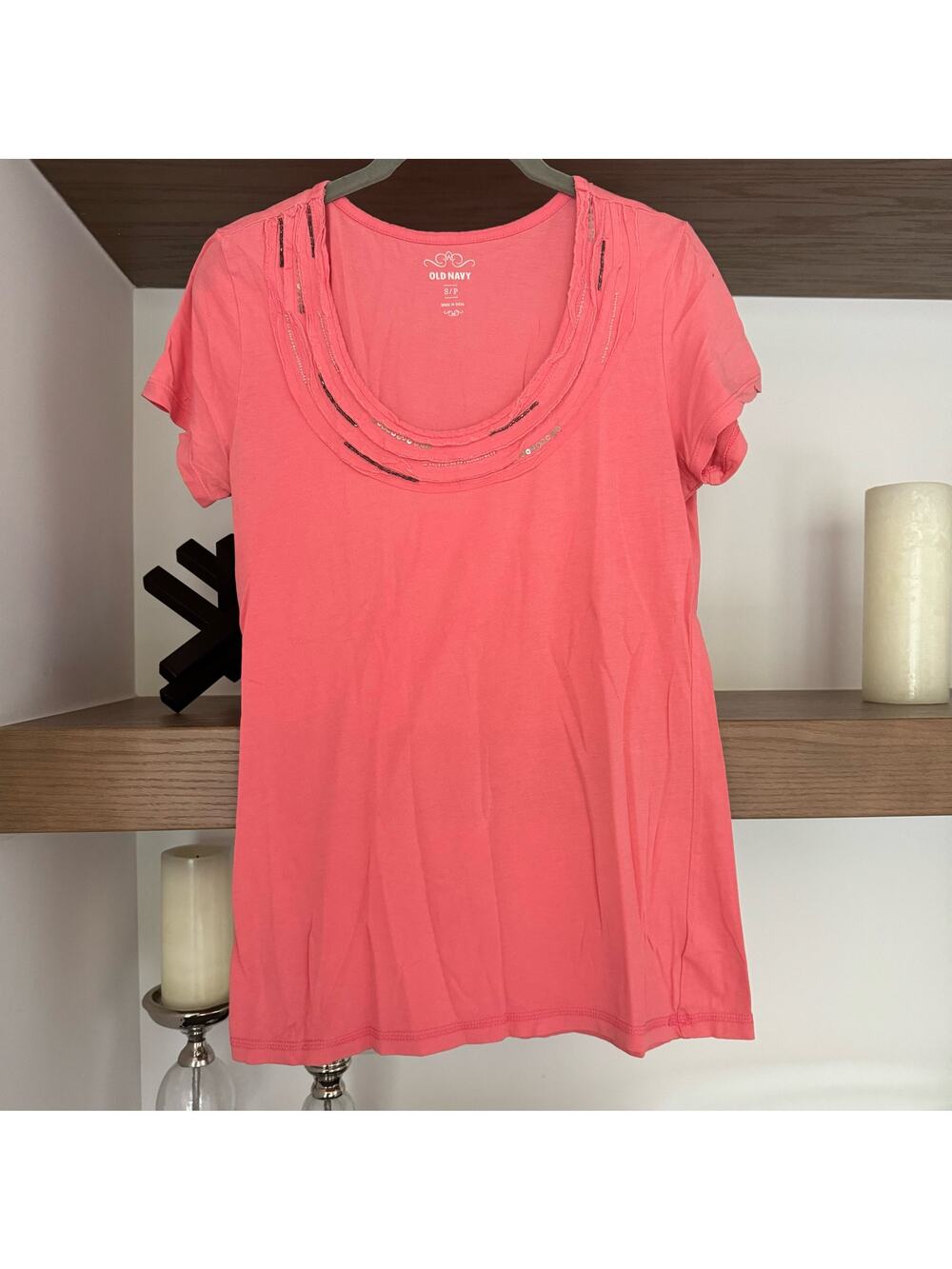 Old Navy Beaded Sequin Top in Pink